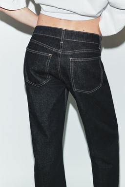 JEANS TRF WIDE LEG CROPPED TIRO BAJO / Marino oscuro - Zara фото 6