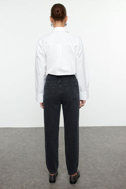 Siyah Tasl? Yuksek Bel Mom Jeans TWOAW25JE00255 - Trendyolmilla фото 5