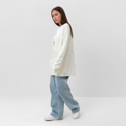 Кардиган с карманами женский MIST, молочный, onesize (44-48)