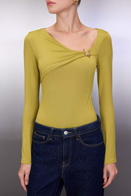 Yag Yesil Fitted/Vucuda Oturan Aksesuar Detayl? C?tc?tl? Esnek Orme Body TWOAW26BD00004