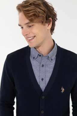 Мужской темно-синий базовый трикотажный кардиган Неожиданная скидка в корзине - U.s. polo assn фото 8