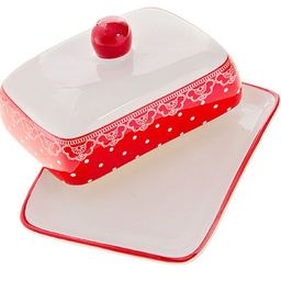 25812 Маслёнка с крышкой 2 пр Красный Узор LR(х24) - Mayer&boch фото 2