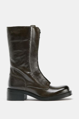 LEATHER LACE-UP ANKLE BOOTS - Zara фото 8
