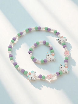 Набор детских украшений Выбражулька «Единорог», 2 предмета: бусы, браслет, разноцветный