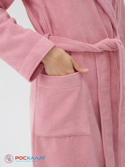 Махровый женский укороченный халат с капюшоном пудрово-розовый МЗ-01 (102) - Росхалат фото 8