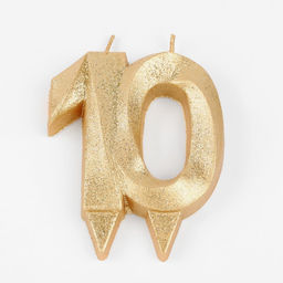 Свеча для торта юбилейная Грань, цифра 10, золотой блеск, 8см - Страна карнавалия фото 2