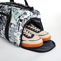 Сумка спорт L-б/н Буквы, 45*21*24, отд на молн, отд д/обуви, 2 н/кармана, дл ремень, белый - Simaland фото 4