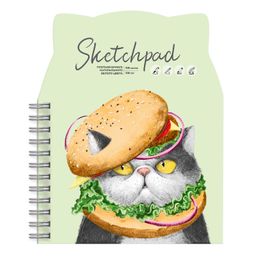 Скетчпад 160х210 мм, 100 л, блок - белый офсет 100 г/м?, арт. 61215 ВКУСНЫЙ КОТ