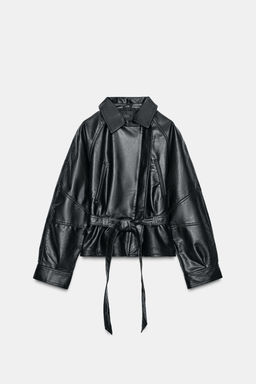 FAUX LEATHER PEPLUM JACKET - Zara фото 7