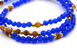 Чокер из циркона с кальцитом шарик гр.3мм цв.синий, 41см