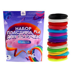 Пластик Luazon PLA-15, для 3D ручки, 15 цветов по 10 метров - Luazon home фото 2