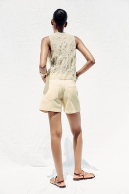 Z1975 HIGH-WAIST SHORTS WITH PATCH POCKETS - Zara фото 4