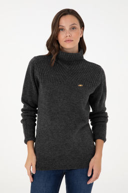 Женская водолазка антрацитового меланжевого цвета Неожиданная скидка в корзине - U.s. polo assn фото 3