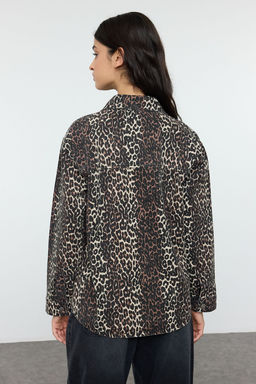 TRENDYOLMILLA Cok Renkli Animal Leopar Desen Dokuma Blazer Ceket TWOAW25BC00042  фото 5