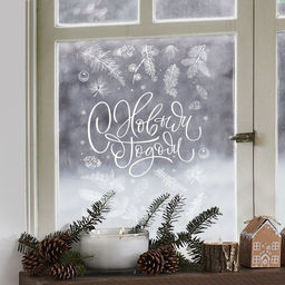 Наклейки на окна многоразовые С Новым годом, 50?70 см
