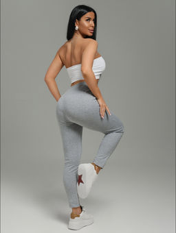 Бритни леггинсы женские (серый меланж)