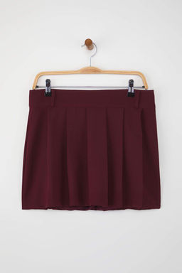 TRENDYOLMILLA Siyah Piliseli Orta Bel Super Mini Dokuma Etek Gorunumlu Sort TWOAW25SR00038  фото 5