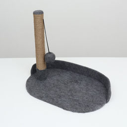 Лежанка с когеточкой Пижон, фетровая, овальная, 55 х 36 х 47 см, джут, темно-серая  фото 3