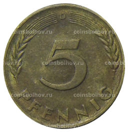 Монета 5 пфеннигов 1967 года D Германия