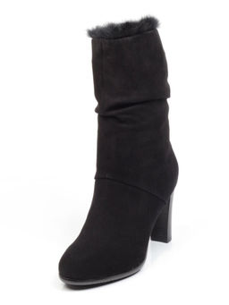 F16-181M BLACK Полусапоги зимние женские (натуральная замша, натуральный мех (полностью))