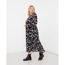 Платье женское миди MIST plus-size, чёрное-белое, размер 54
