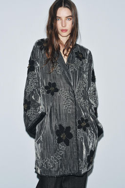 ZW COLLECTION LIMITED EDITION EMBROIDERED VELVET KIMONO - Zara фото 2
