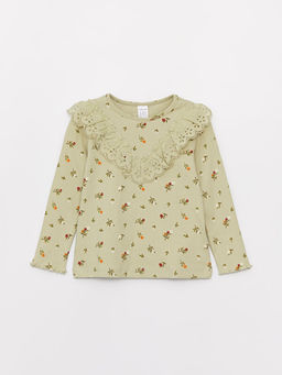 Bisiklet Yaka Bask?l? K?z Bebek Ti??rt