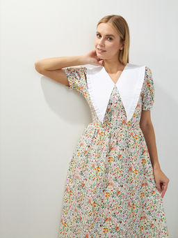 Платьеиз хлопка с большим контрастным воротником OD-935-2