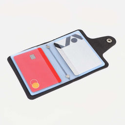 Цена за 2 шт. Визитница на кнопке, 12 карт, однотонная, чёрная