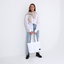 Сумка-шопер на молнии, цвет белый - Simaland фото 7