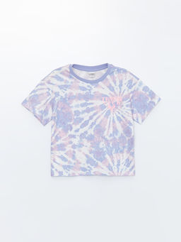 Bisiklet Yaka Batik Desenli K?z ?ocuk Crop Ti??rt