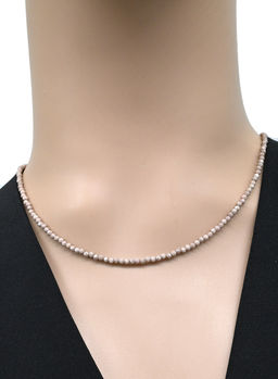 Бусы чокер из мелких граненых бусин фианита шарик 2мм цв.капучино, 40см