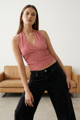 K?rm?z? Poti Kare Boyundan Baglamal? Fitted Esnek Orme Bluz TWOSS25BZ00565 - Trendyolmilla фото 15