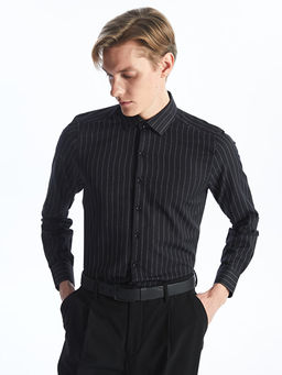 Slim Fit Uzun Kollu ?izgili Erkek G?mlek