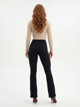 Легинсы расклешенные в рубчик женские черного цвета 009_1Ch - Mtforce фото 9