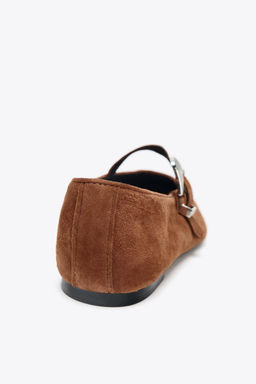 BUCKLE SUEDE BALLERINA SHOES - Zara фото 4