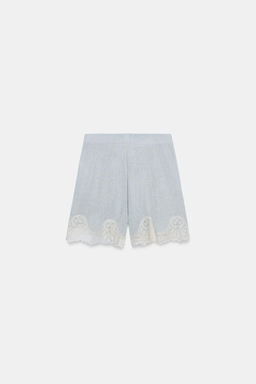 SHORTS R?STICOS ENCAJE / Azul fl?or - Zara фото 6