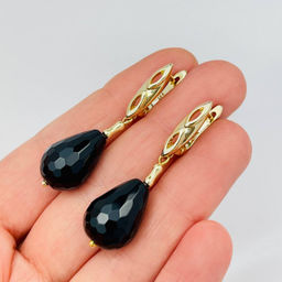 Серьги из черного Агата