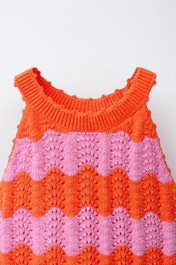 TOP PUNTO CROCHET RAYAS / Naranja fl?or - Zara фото 6