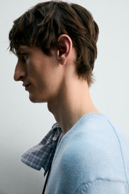 JERSEY CUELLO PICO ALGOD?N - LINO LIMITED EDITION / Azul claro - Zara фото 6