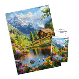 ФРЕЯ Пазл. Премиальная коллекция 2000 элемент. TOP-PZL-2000/05 Домик у подножья гор