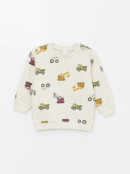 Bisiklet Yaka Uzun Kollu Bask?l? Erkek Bebek Sweatshirt