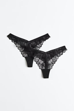Pack de 2 bragas Thong de encaje