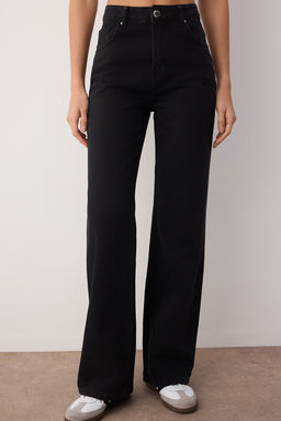 Siyah Normal Bel Wide Leg Jeans TWOSS25JE00056 - Trendyolmilla фото 3