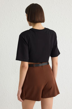 TRENDYOLMILLA Siyah Kemerli Mini Dokuma Sort TWOSS24SR00050 фото 5