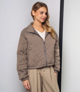 Куртка #КТ730, бежево-серый