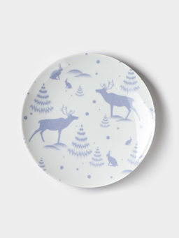 Тарелка новогодняя Добрушский завод Зимний лес, d=24 см, фарфор, синяя