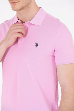 Мужская светло-розовая базовая футболка с воротником поло - U.s. polo assn фото 7