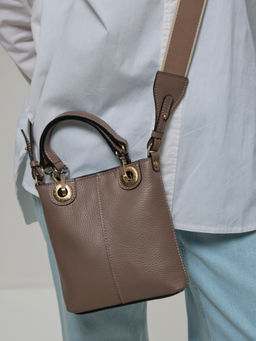 Сумка кожаная кросс-боди Deboro 30347 тауп