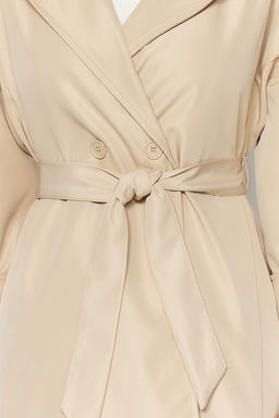 Trendyolmilla Bej Oversize Kusakl? Su Itici Uzun Trenckot TWOAW24TR00019  фото 12